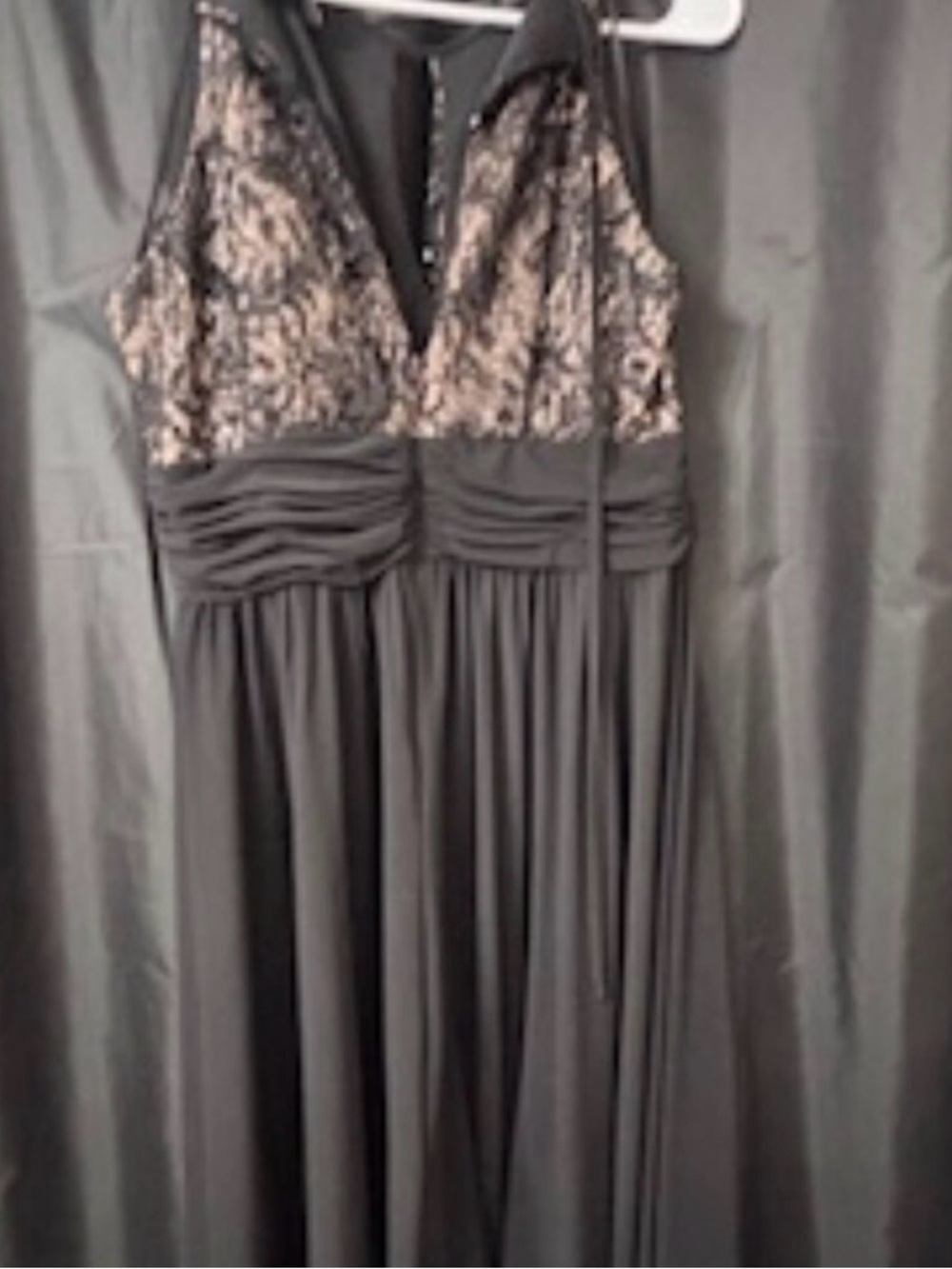 R&M Richards Black Dress with Gold Lace Bodice
